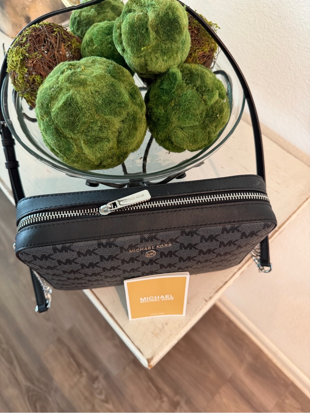 Michael Kors Gray/Black Signature MK Crossbody Bag - Picture 3 of 4